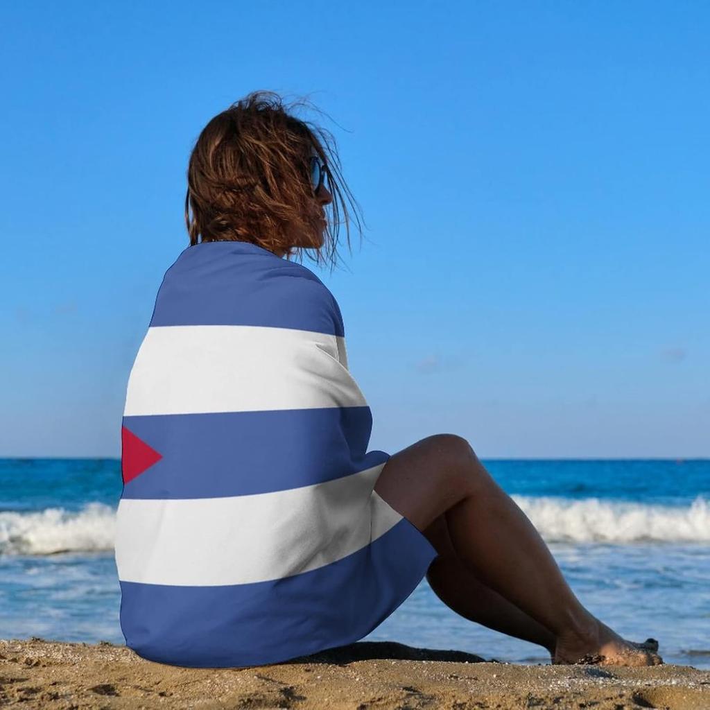 Cuban Flag Beach Towel,Oversized Super Soft Ultra Thin Absorbent Beach Towels for Travel,Quick Dry Double-Faced Pile Towel for Men