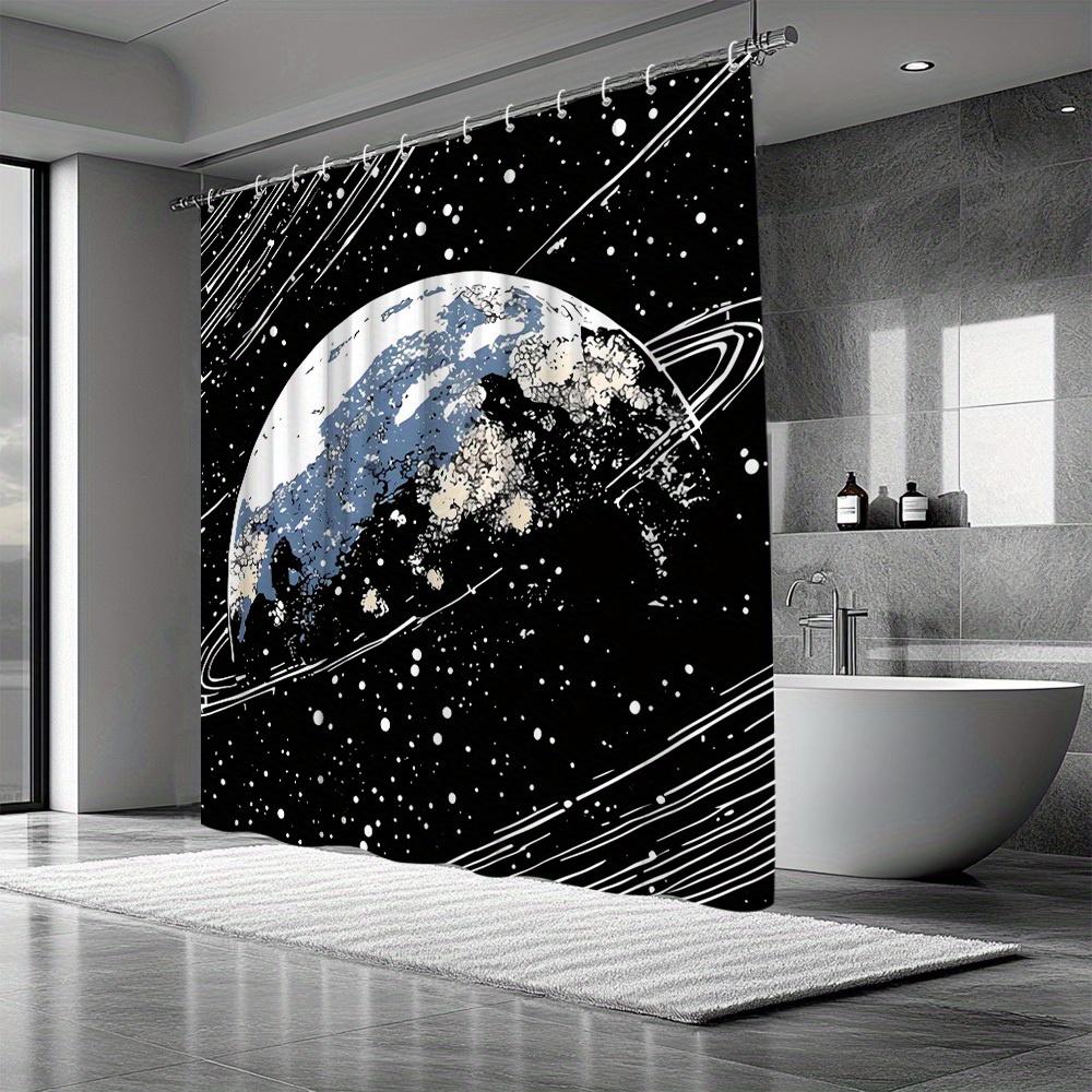 1pc for Galaxy Shower Curtain with Space Scene Earth Pattern Creative Starry Sky Design Bathroom Decor Polyester Fabric Includes