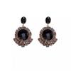 Retro high-end dark black crystal stud earrings 111 silver needle niche design temperament fringed earrings personalized earrings