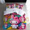 My Melody Kuromi Cinnamoroll Kawaii Pop Bedding Set 3PCS Comic Print Duvet Cover for Girls Room Decor
