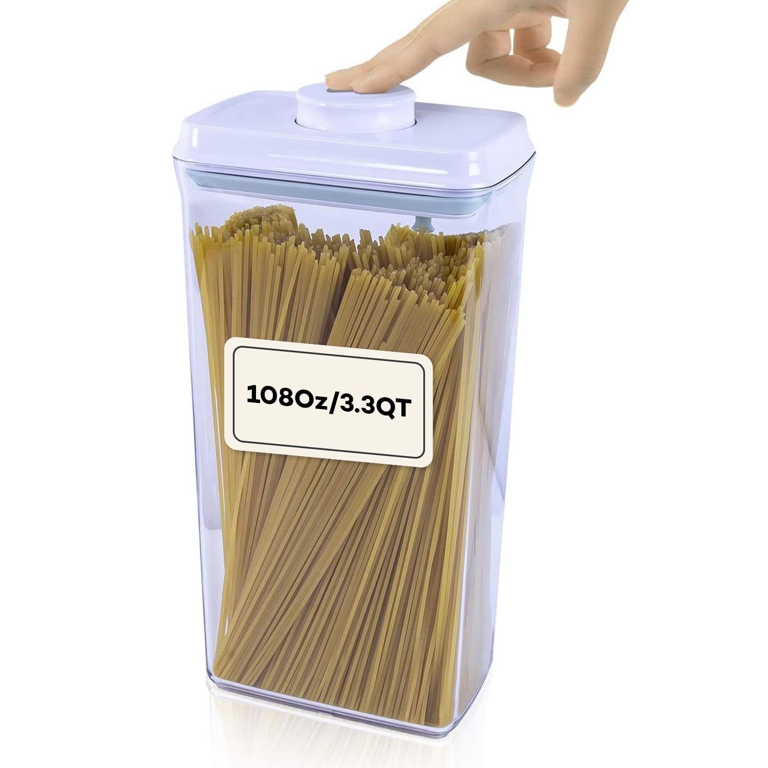 iChewie BopTop Container Airtight Food Storage Container Mechanical Silicone Airtight Can Stackable 3200ml - (1 - Pasta/Cereal) - - BPA-Free, -