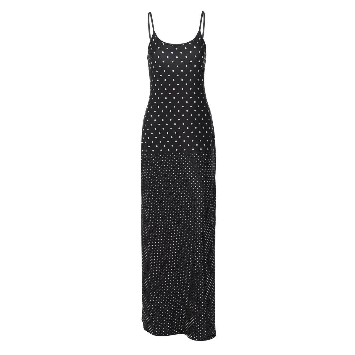 

Women s Spaghetti Strap Polka Dot Maxi Dress in Black and White L чорний