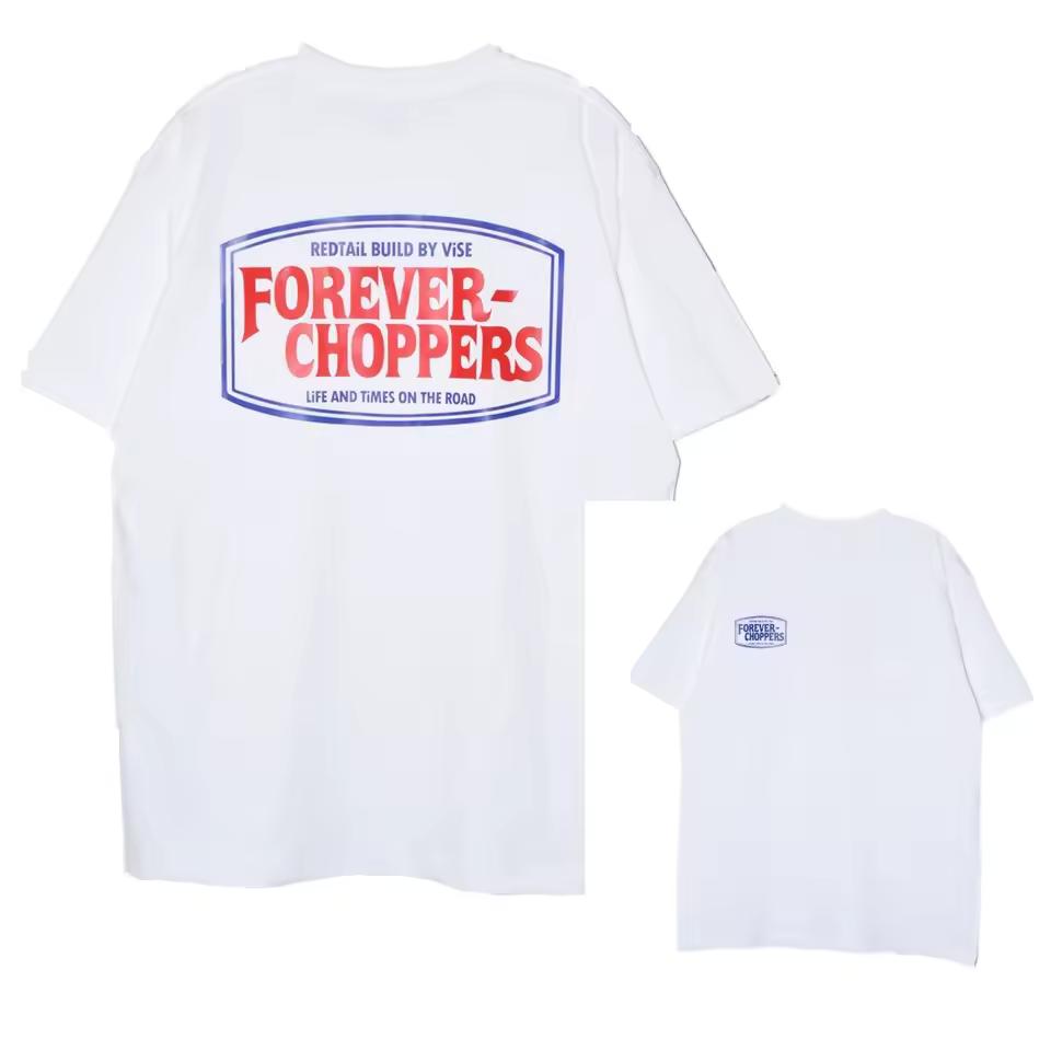 Y2k FOREVE 2026 RCHOPPER Summer Cotton Motorcycle Retro Japanese Street Skateboard Neutral T-shirt Both of Men and Women