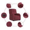 Electric Recliner Chair with Rising Function Burgundy Fabric