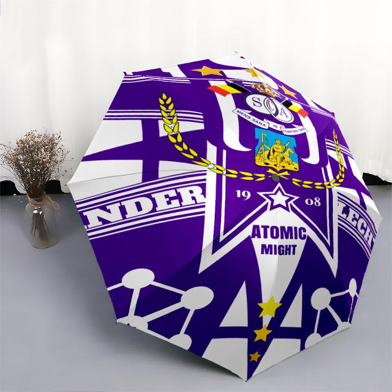 1 PC Automatic Folding Umbrella - Royal Sporting Club Anderlecht Pattern, Portable & Foldable Design with 8 Ribs, Christmas Birthday Gifts