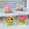 Non-Toxic Moc Bouquet Sunflower Potted Plant Micro Building Blocks Eternal Flower Model Diy Home Desk Decoration Brick Toys Gift
