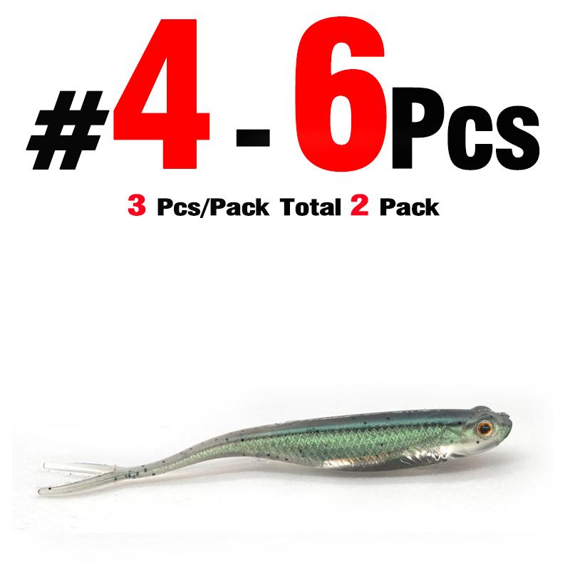 MNFT 6Pcs Fishing Worm Soft Silicone Swimbaits Lure Paddle Tail Shad Minnow Paddle 7.5cm 1.8g  Paddle Tail Swim Bait