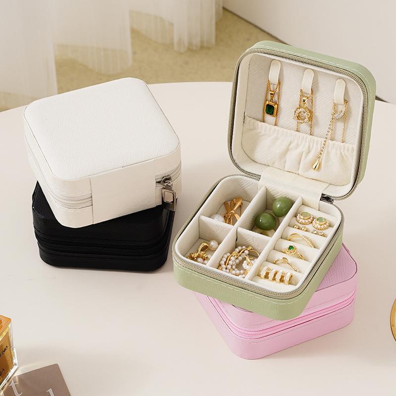Classic Leather Jewelry Box With Compact Design For Travel And Gift Use