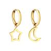 Star Moon Ear Buckle Asymmetrical Cold Wind Geometric Earrings Stainless Steel Earrings Earrings Women