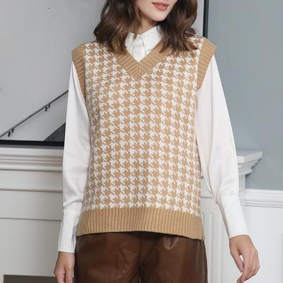 Autumn and Winter New Loose V-neck Women's Sweater Vest Fashion Sleeveless Knitted Pullover Vests Woman Warm Plus Size Knitwear Waistcoat 24626