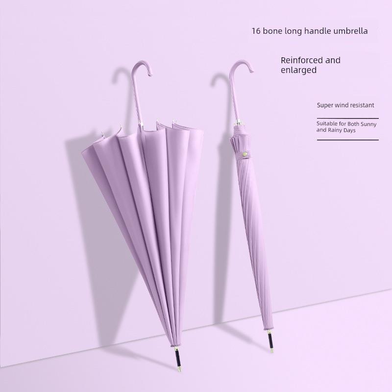 Ombrello Dritto Automatico Minimalista Stile Giapponese a 16 Stecche con Manico Lungo, Ombrellone e Ombrello Parasole per Uomini e Donne, Grande Dritto