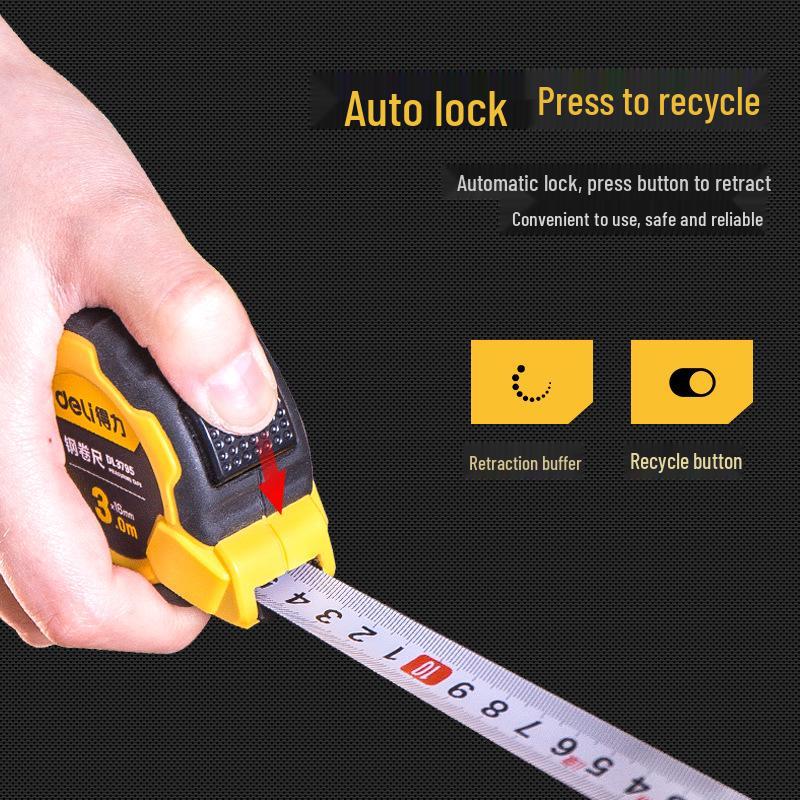 Deli Portable Steel Measuring Tape - Multiple Sizes (3m/5m/7m/10m) for Drafting and Calculations