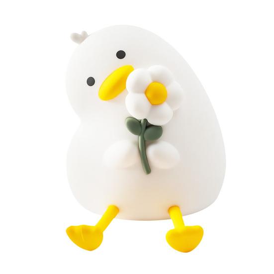 

Kids Night Light Adjustable Brightness Duck Shape Bedside Lamp Silicone Convenient Click Control Touch Light