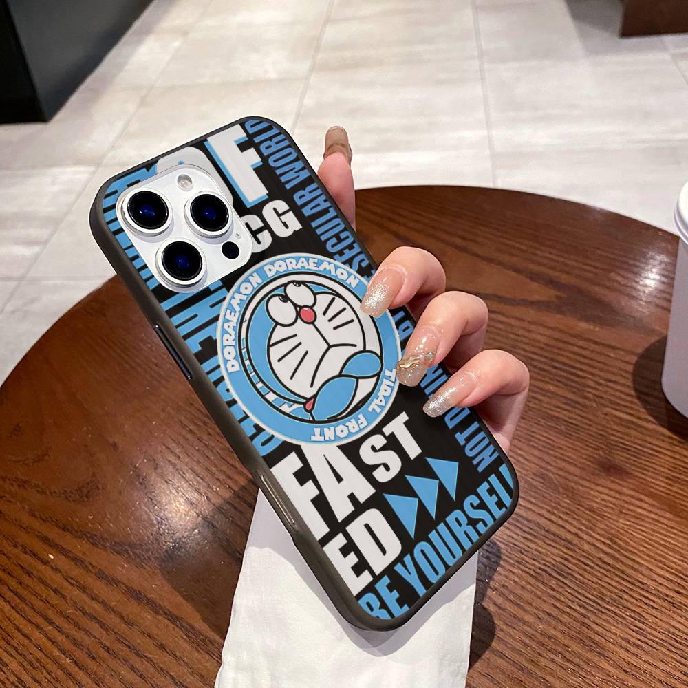 Cute Cartoon D-Doraemons For IPhone 17 16 15 11 12 13 14 Pro Max Plus Pro Corrugated Translucent Back Phone Cover