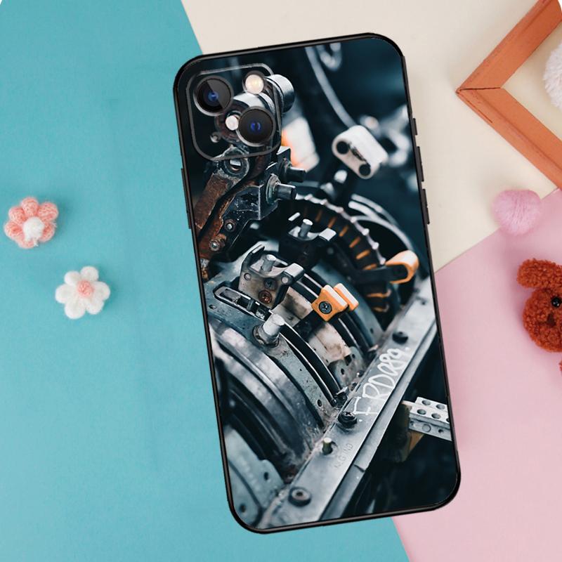 Mechanical Engines Phone Case For iPhone 16 15 14 12 11 13 Pro Max Plus Mini XR 16e Funda Silicone Back Cover