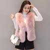 Haining winter imitation leather vest women's imitation leather jacket short vest fox fur vest thin
