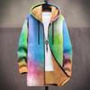 New Jacket Multi-colored Pattern Elements B1 Zipper Hooded Cardigan Thickened Winter Fleece Trendy Padded Clothes