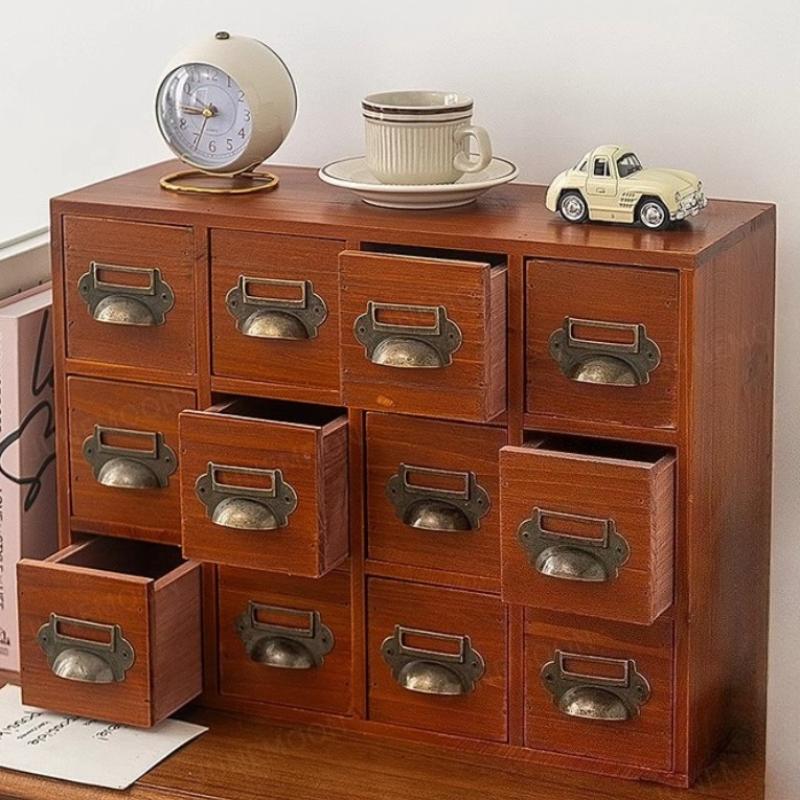 Desk Drawer Storage Lockers Vintage Wooden Drawer Organizer Multifunctional Storage Cabinets Drawer Partition for Living Room