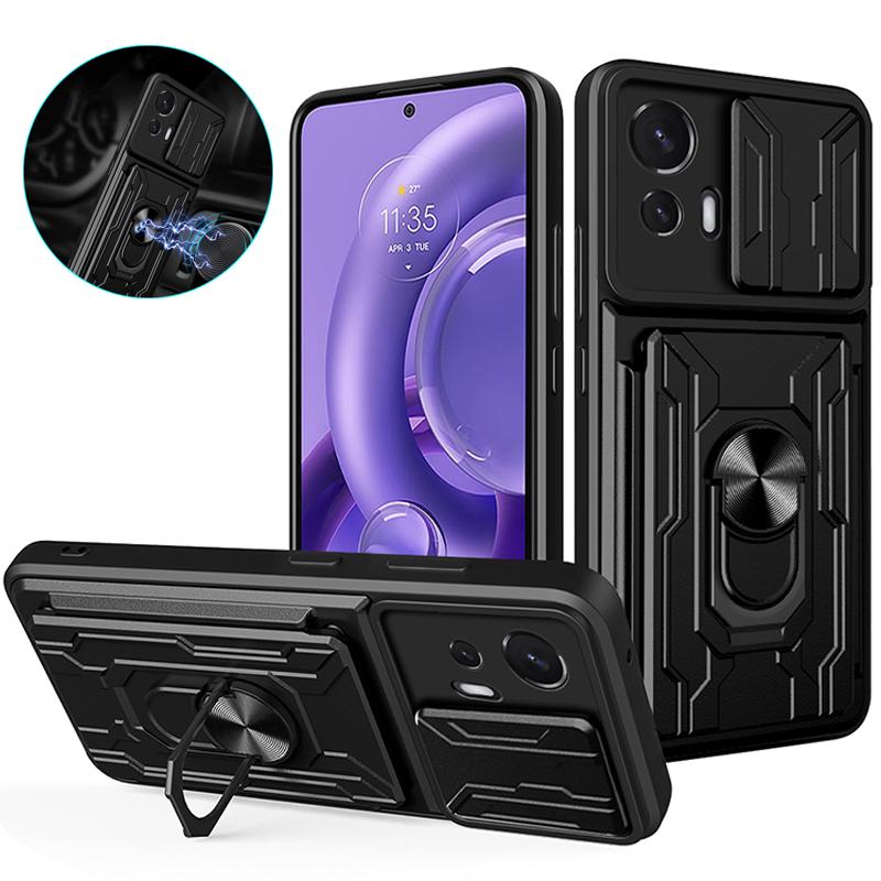 

For Motorola Moto Edge 30 Ultra 5G Case Slide Card Slot Lens Armor Phone Case For Moto Edge 30 Lite Edge 30 Fusion Back Cover Edge 30 Fusion 5G білий