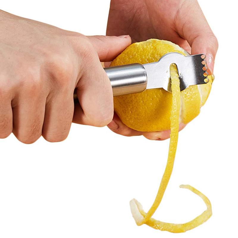 Orange Citrus Fruit Grater Peeling Knife Stainless Steel Lemon Zester Grater With Channel Knife And Hanging Loop Kitchen Gadgets