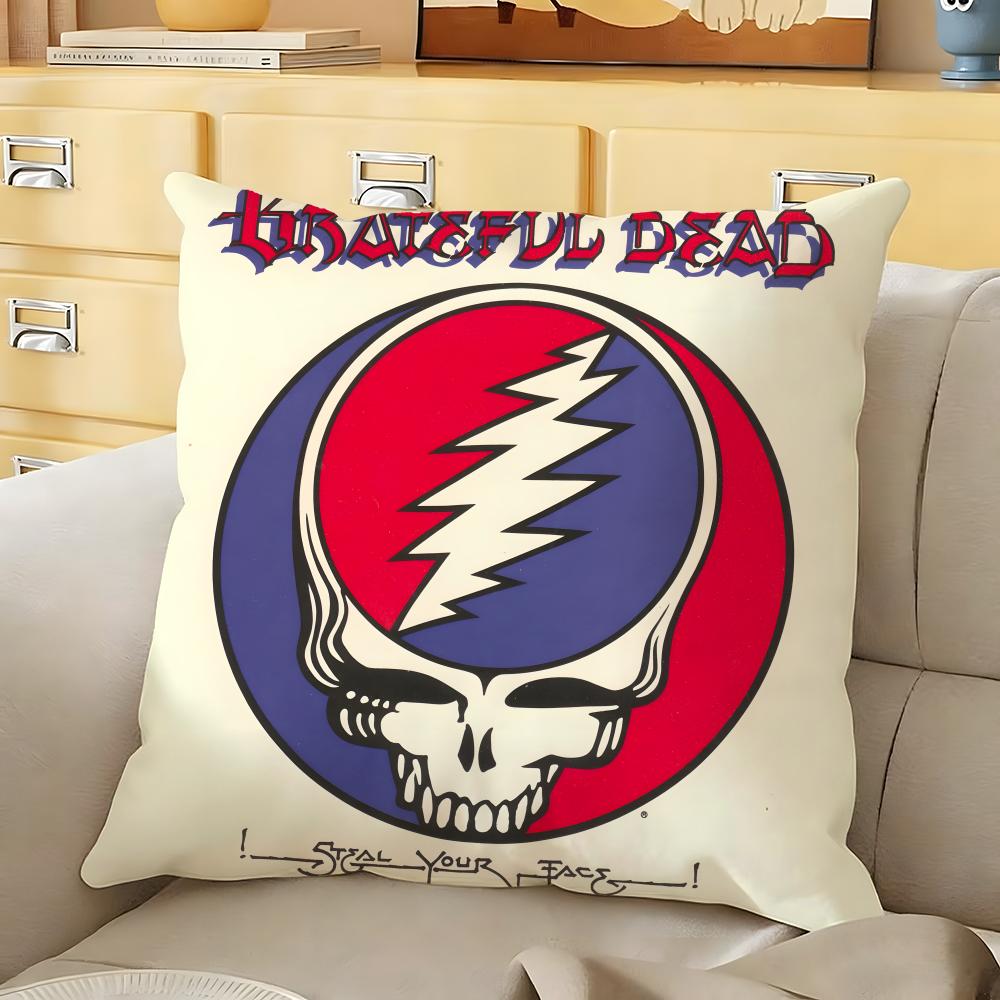 GGrateful DDead rock band Cushion Cover Soft Durable Reversible Pillow Cover Home Car MultiScene Daily Comfort Pillowcase