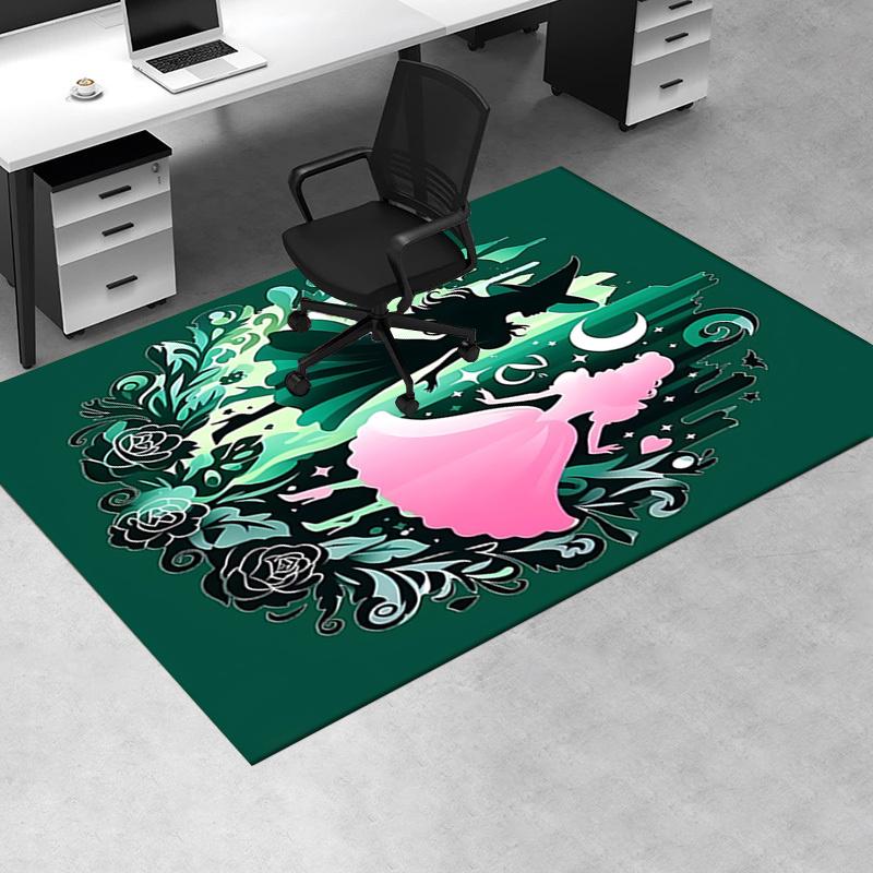 FantasyWicked Pattern Polyester Office Carpet Chair Mats, Home Decor Dormitory Floor Protector with