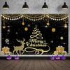 Merry Christmas Banner Xmas Theme Gold Christmas Banner Christmas Backdrop Reindeer Design For Office Party Xmas Decoration