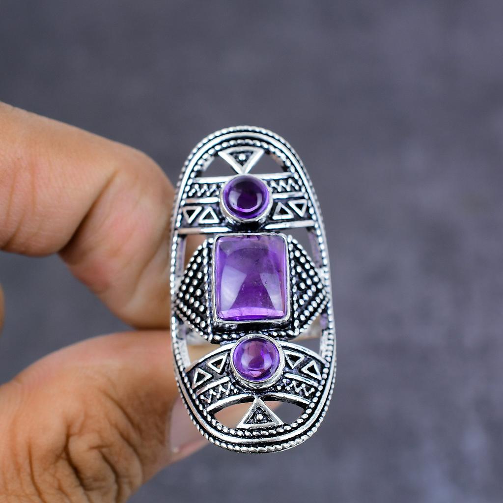 Amethyst Handmade 925 Sterling Silver Jewelry Ring Size 6 Gift For Her j6A39