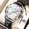 POEDAGAR Fashion Quartz Man Wristwatch Leather Date Week Men Clock Waterproof Luminous High Quality Business Men's Watches Reloj
