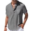 Summer New Cotton and Linen Short-sleeved T-shirt Stand-up Collar Men's Simple Casual Shirt White Gray Black