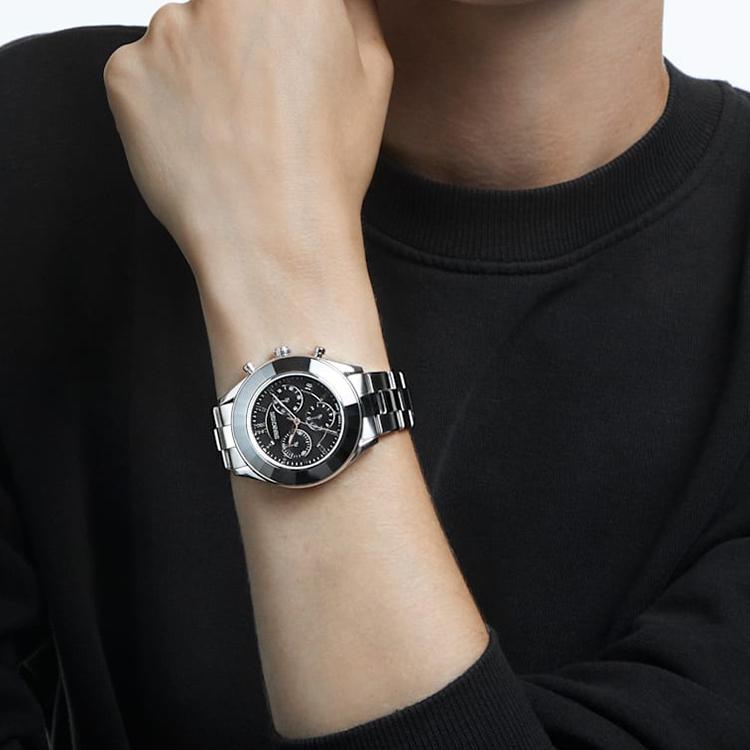Swarovski Octea Lux Sport Serisi Saat Kuvars Mekanizma Metal Kayış Siyah Kadran 50 Metre Suya Dayanıklı Unisex saatler 5610520
