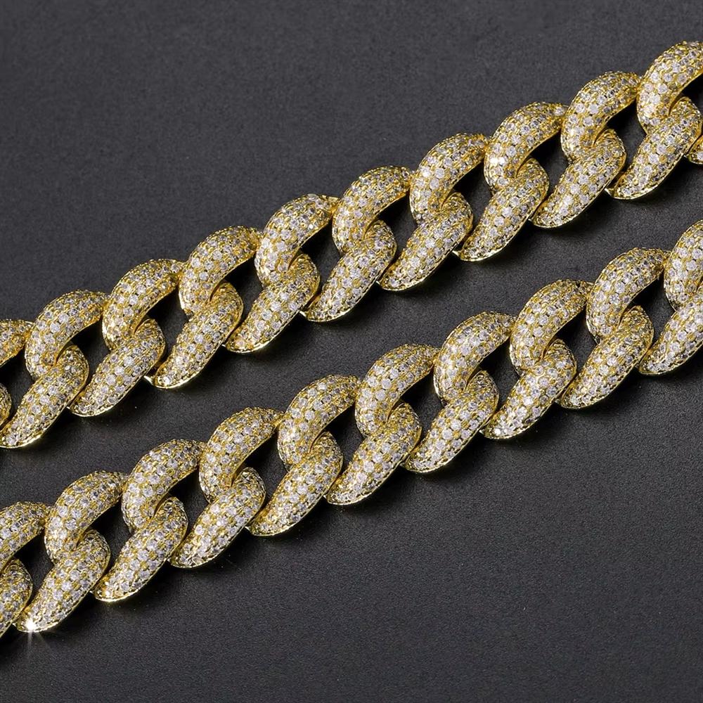 Hip Hop Messing Schmuck 12mm Bling CZ Iced Out Miami Cuban Link Kette Armband für Damen und Herren