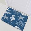 Seahorse Area Rug Coastal Seaside Seahorse Starfish Coral Shell Pattern Nautical Beach Themed Map Carpet for Living Room Kitchen