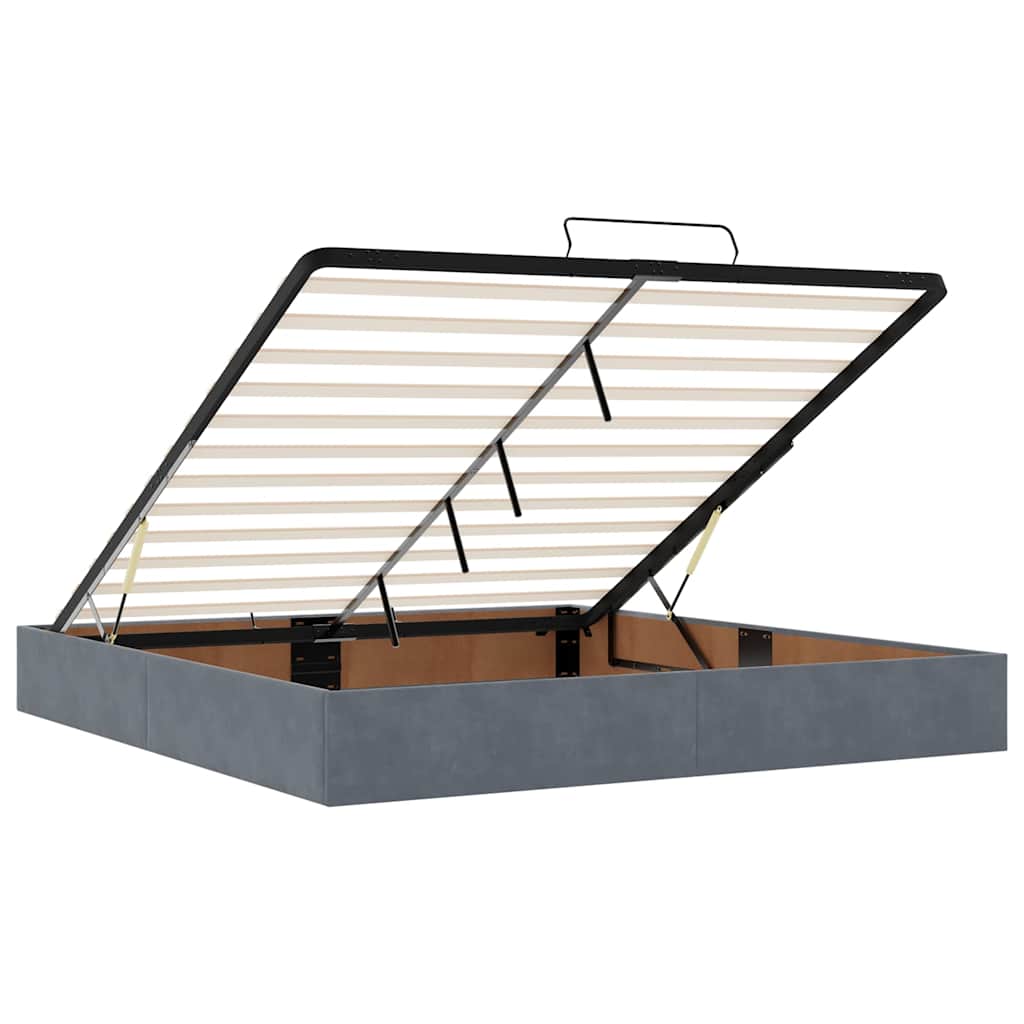 Enjoy a restful night s sleep with this Ottoman bed with mattress in dark gray 160 x 200 cm velvet