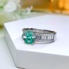 Offener Ring Modischer Eiform Eisgeschnittener Paraiba-Ring mit Hochkohlenstoff-Diamant Einfach Elegant für Damen