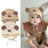 Cute Bear Baby Ear Protection Cap Spring Autumn Cotton Beanie for Infant Boy Gir Solid Color Windproof Bonnet