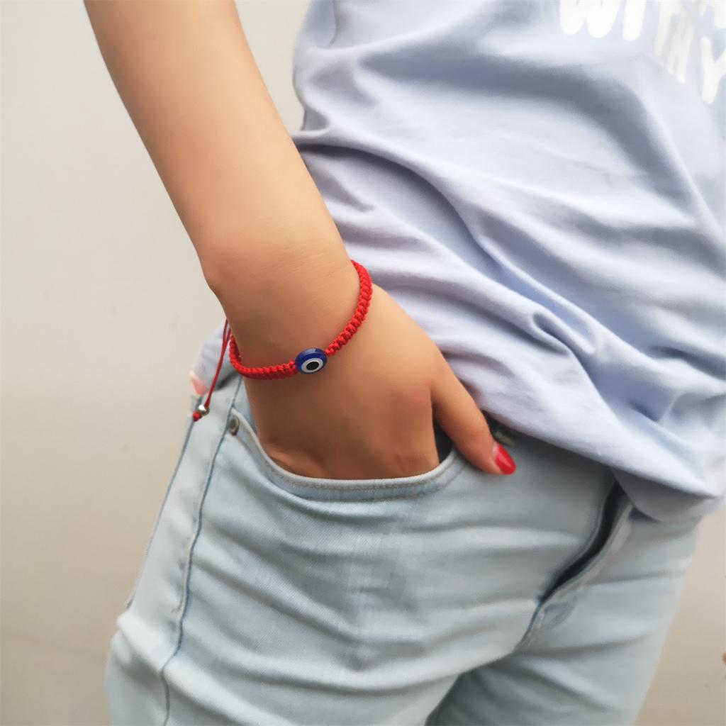 Minimalist Round Resin Evil Blue Eyes Bracelets For Women Men Handmade Braided Lucky Red String Evil Eye Bracelet Couple Jewelry