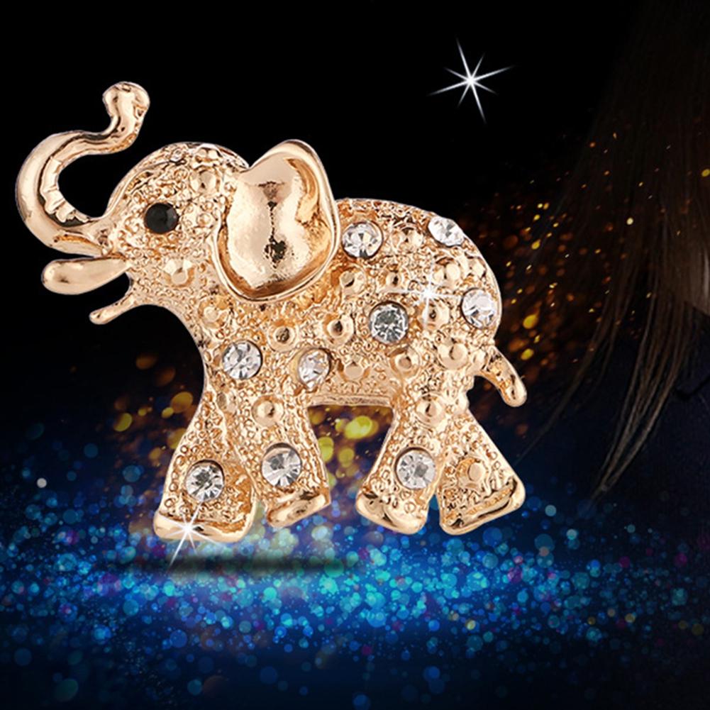 Broche en émail pour hommes, mignon, incrusté de strass, éléphant, Animal, Badge de sac, cadeau