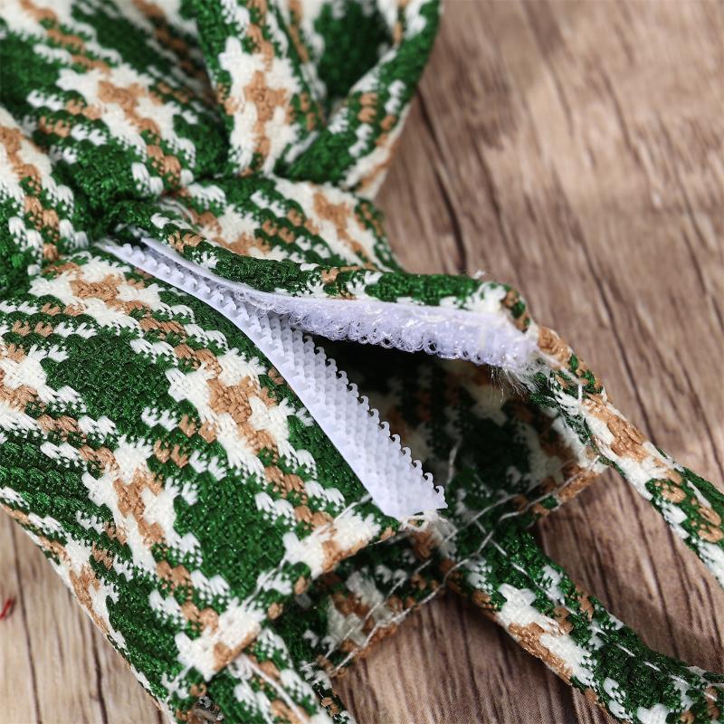 Weihnachtspuppe Dekoration Kleidung Jacquard Karomuster Latzhose Rock Puppenhaus Zubehör