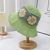 Summer new seaside photo big brim fisherman hat colorful dopamine foldable woven sunshade straw hat women