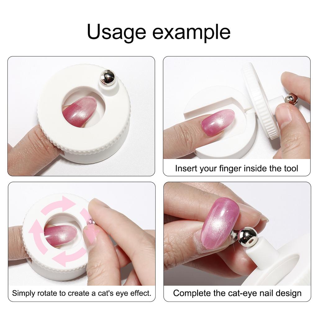 Herramienta automática para uñas ojo de gato, imán súper fuerte de cuentas de vidrio para esmalte en gel de manicura francesa giratorio. Herramienta de arte para uñas DIY para principiantes
