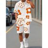 Urban Street Fashion Trend Men's Round Neck Short Sleeved Shorts Set, Outdoor Simple Casual and Comfortable