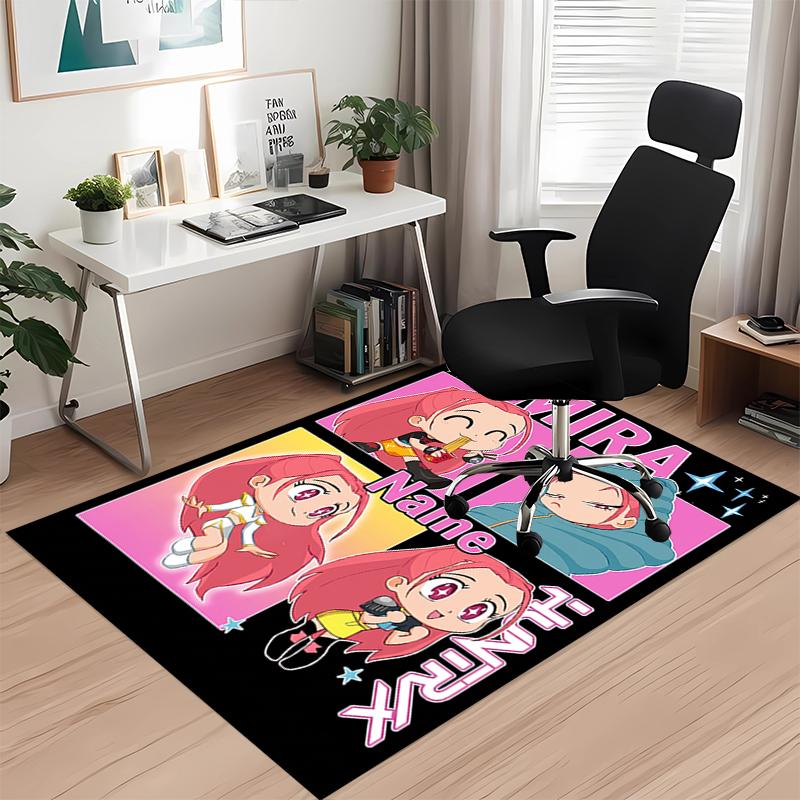 Custom Name Kpop Demon Hunters Printed Carpet Rug For Office Chair Living Room Bedroom Kitchen Room Decor Gifts