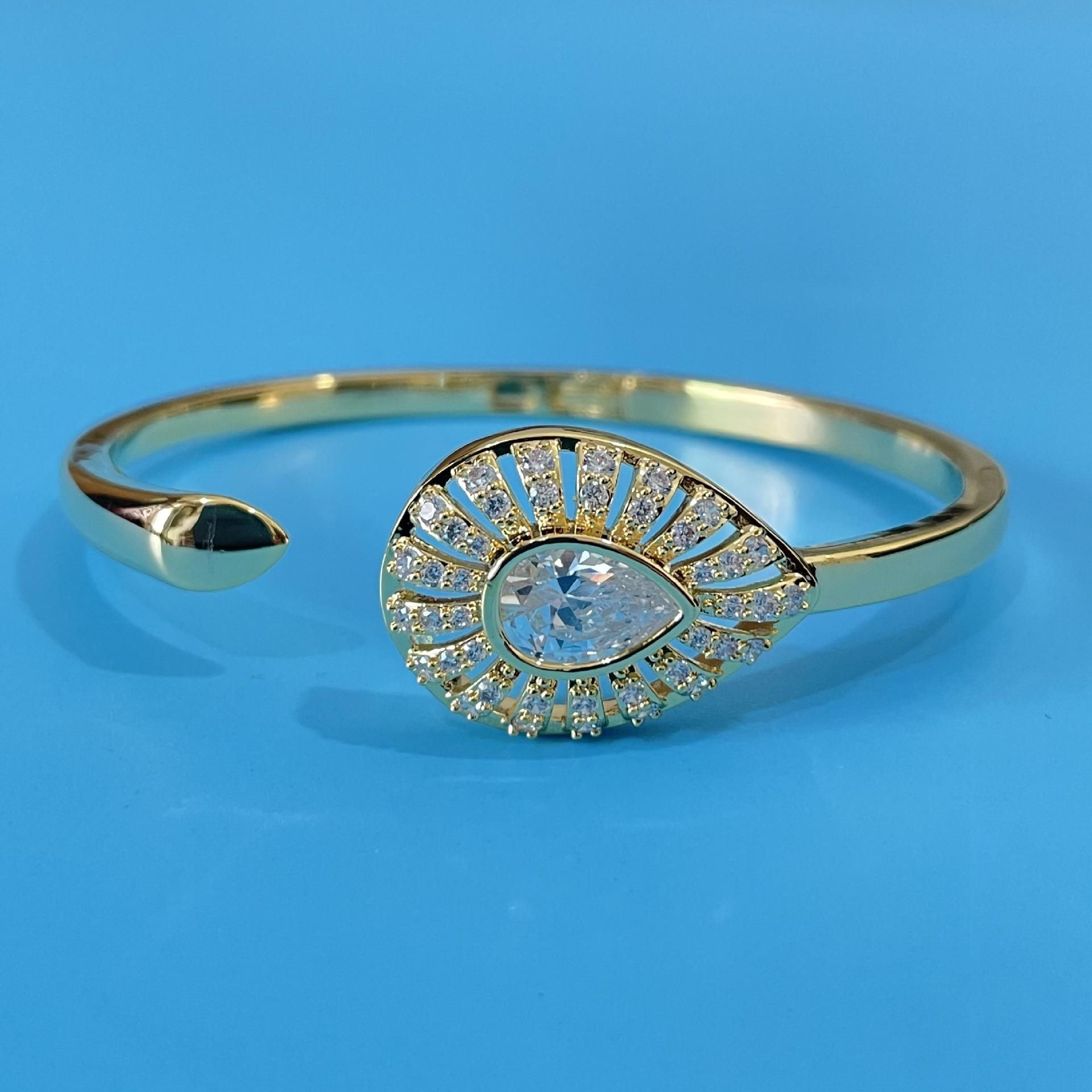 Water Drop Zircon Open-ended Women s Bracelet, Fashionable, Simple and High-end Bracelet One Size(16-22CM)