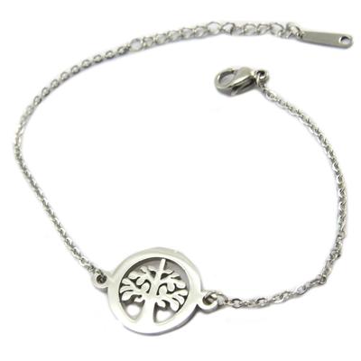 [P4880] – Silbernes „Tree of Life“-Stahlarmband – 15 mm