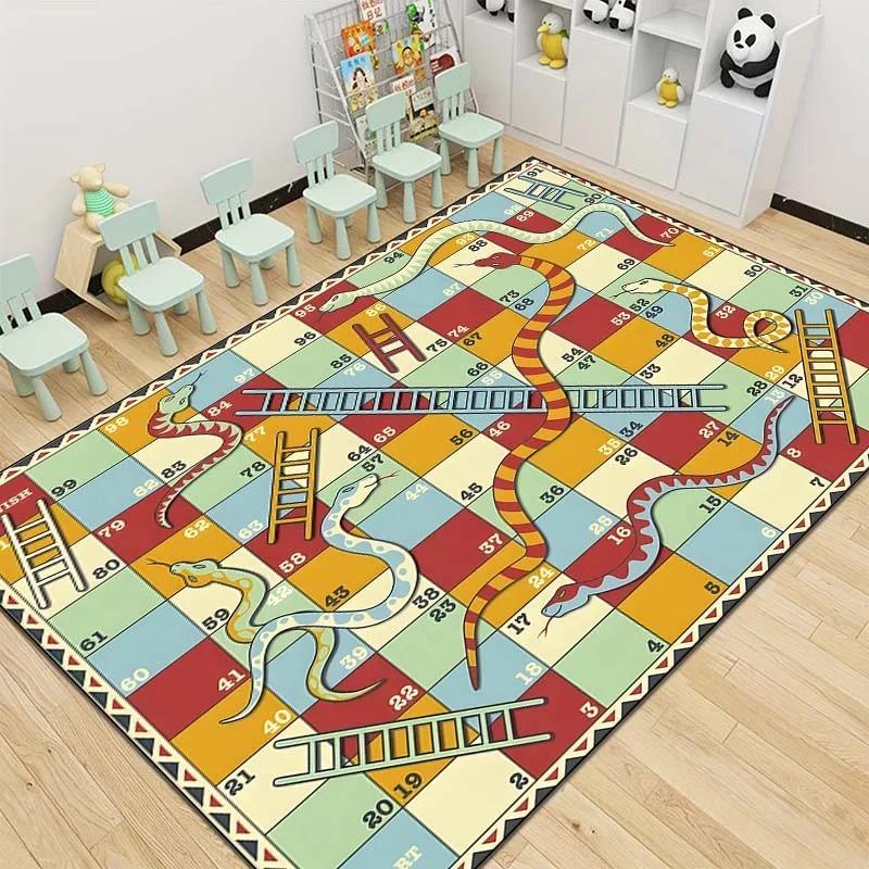 

Snakes and Ladders Game Pattern Carpet Non-slip Home Living Room Sofa Area Rug Children s Early Education Institutions Floor Mat 40x60cm