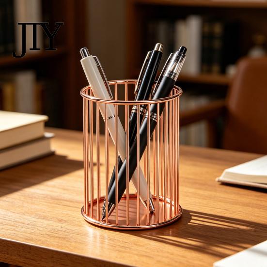 Open Frame Pen Stand Metal Holder, Nordic Desk Organizer for Makeup Brushes, Anti-oxidation Anti-Rust Multifunctional Storage Basket Pencils