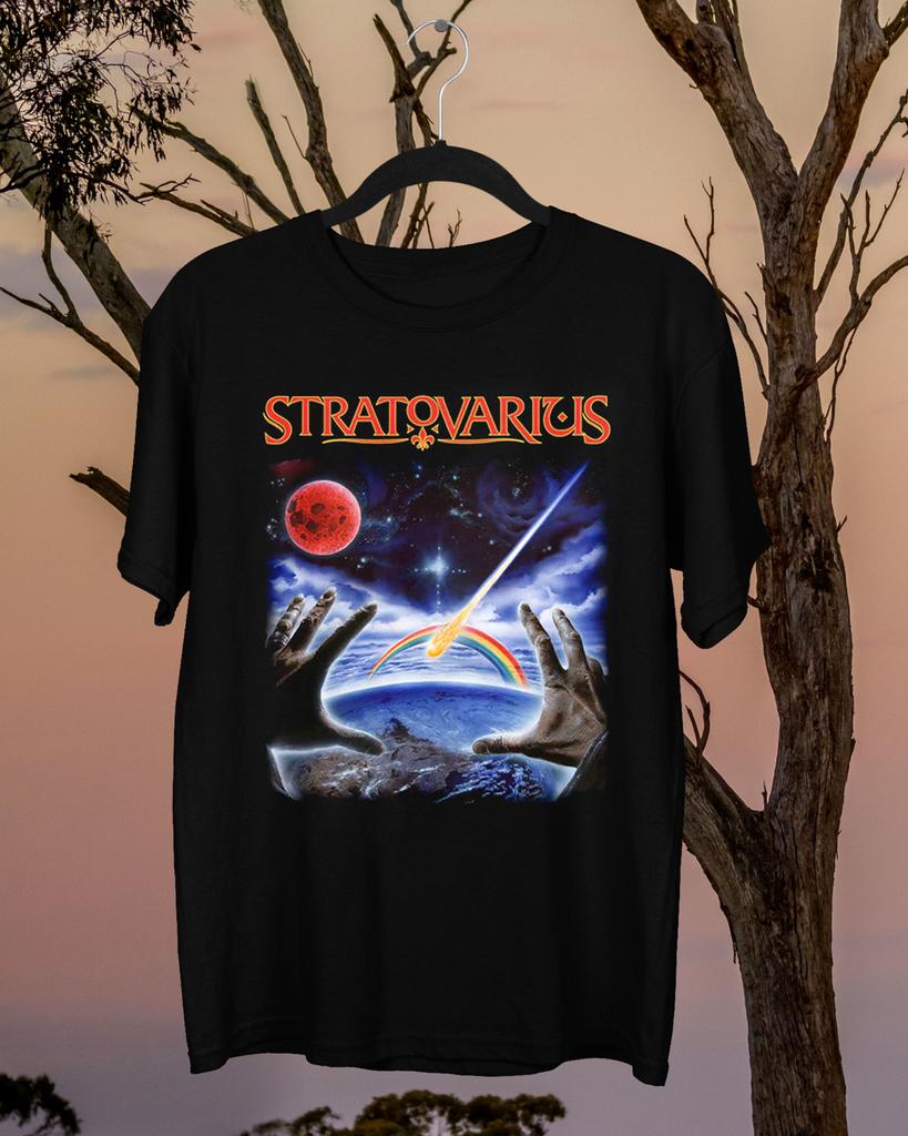NUOVA T-shirt Nera a Maniche Corte della Band STRATOVARIUS