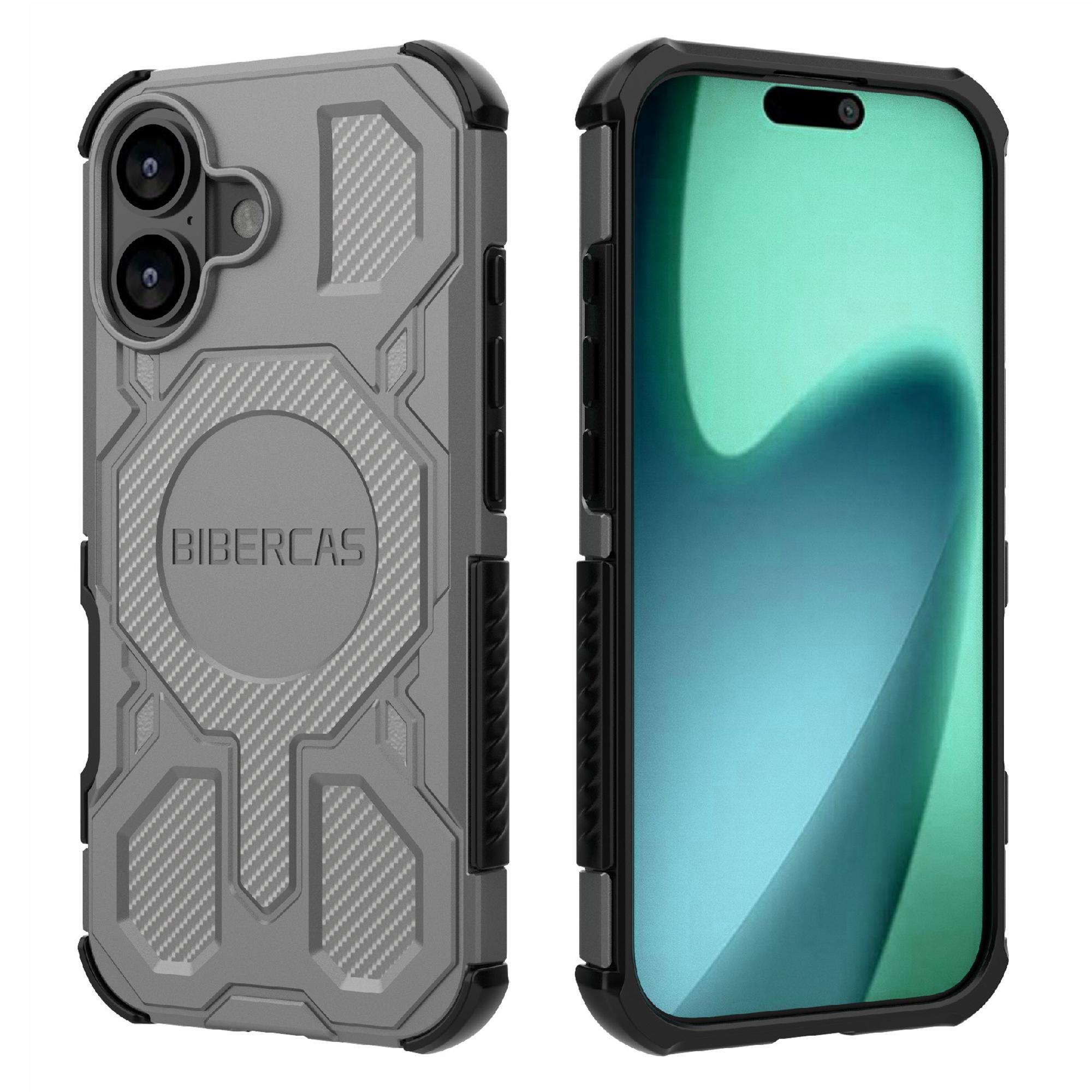 

BIBERCAS J-16 Series For iPhone 17 Case Compatible with MagSafe Anti Drop TPU+PC Phone Cover Grey