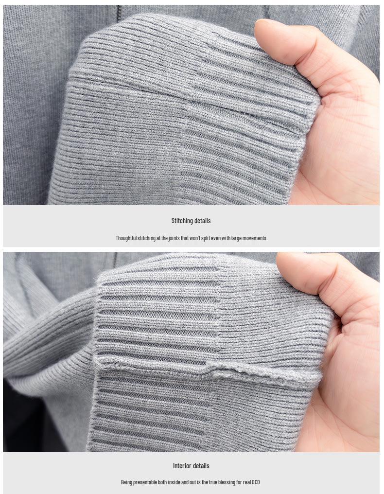 Men's High-End Luxury Knit Sweater: Stand-Up Collar, Half-Zip, Loose Fit for Autumn/Winter 